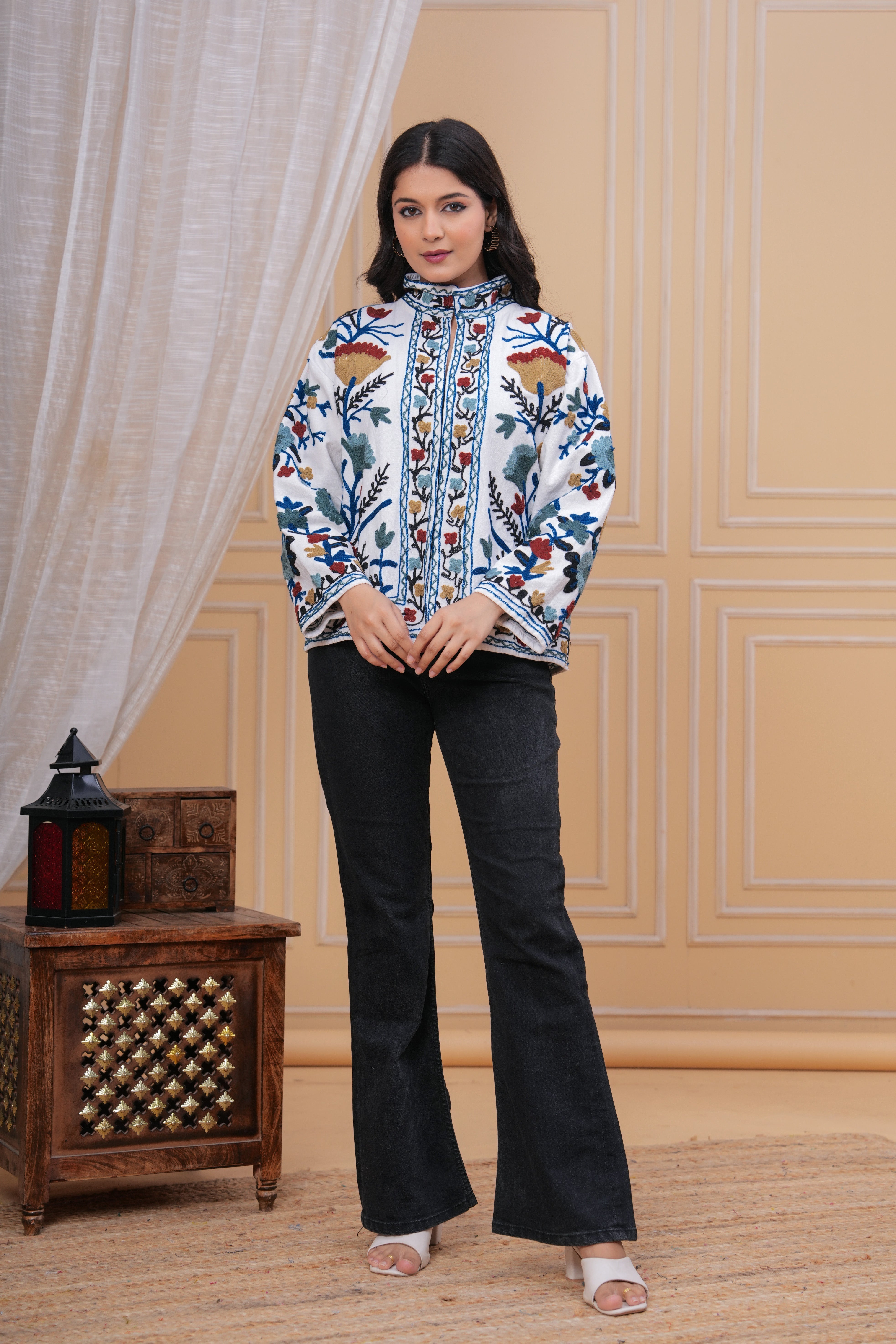 Indian Handmade Beautiful Flower Print New Style Jacket